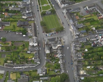 Oblique aerial view centred on Wigtown County Buildings, taken from the ENE.