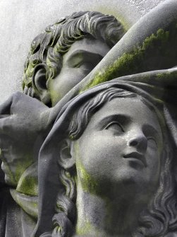 Detail of sculpture on monument in memory of Robert Jameson. Located at St. Cuthbert's Cemetery.