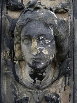 Detail of sculpture on monument in memory of James Sheirdan Knowles (died 30th November 1862). Located at the Glasgow Necropolis.