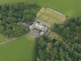 Oblique aerial view of Galloway House and formal garden, taken from the WSW.