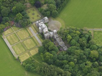 Oblique aerial view of Galloway House and formal garden, taken from the NE.