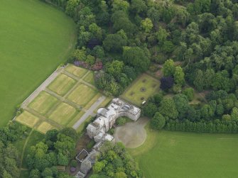 Oblique aerial view of Galloway House and formal garden, taken from the NW.