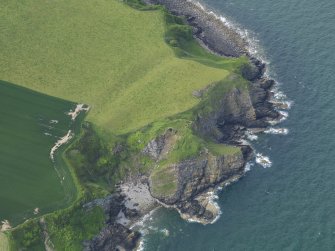 Oblique aerial view of Cruggleton Castle, taken from the S.