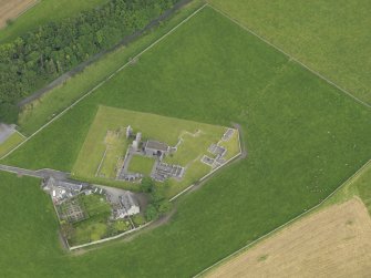 Oblique aerial view of Glenluce Abbey, taken from the WNW.
