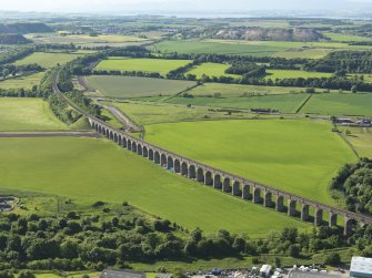 General oblique aerial view of the Almond Valley railway viaduct, taken from the SE.