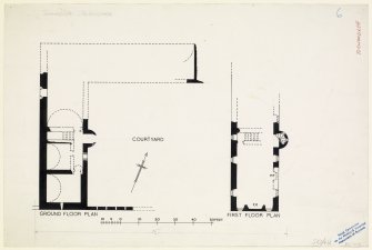 Publication plans of ground and first floor at Torwoodlee Tower.