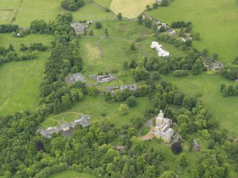 Oblique aerial view of Birkwood House and policies, taken from the NNW.