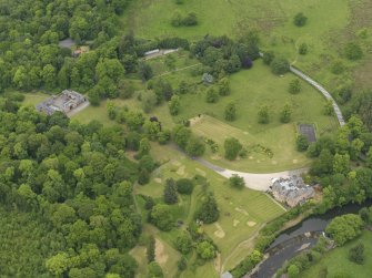 General oblique aerial view of Sorn Castle and policies, taken from the S.