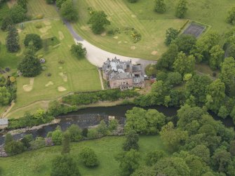 Oblique aerial view of Sorn Castle, taken from the SSE.