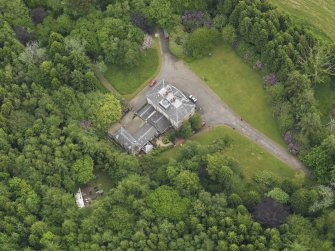 Oblique aerial view of Auchenfail Hall, taken from the WNW.