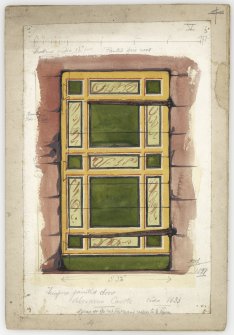 One door painted pine wood.
Inscribed: " Tempera painted door Aberdour Castle c 1636"
Signed A.W L 1897