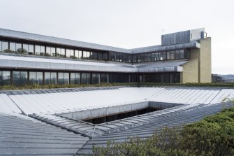 View across leaded roofs and atrium, taken from NE corner of 1st floor walkway