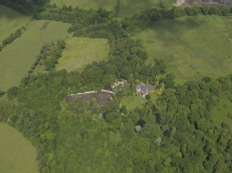 General oblique aerial view of Treesbank House and policies, taken from the SE.