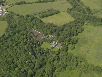 General oblique aerial view of Treesbank House and policies, taken from the NE.