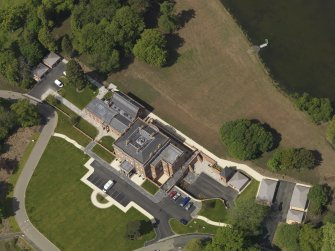 Oblique aerial view of Coodham House, taken from the SE.