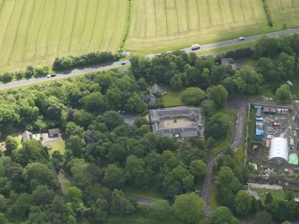 Oblique aerial view of Coodham House stables, taken from the NNW.