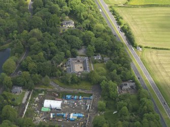 Oblique aerial view of Coodham House stables, taken from the SW.