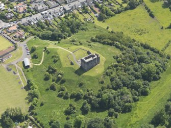 General oblique aerial view of Dundonald Castle, taken from the W.