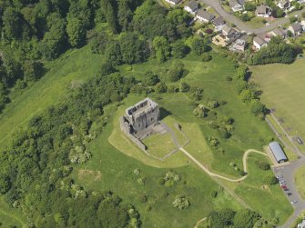 General oblique aerial view of Dundonald Castle, taken from the E.