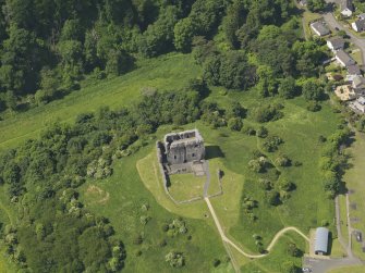 General oblique aerial view of Dundonald Castle, taken from the ENE.