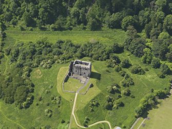 General oblique aerial view of Dundonald Castle, taken from the NE.
