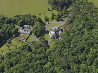 Oblique aerial view of Hillhouse and stables, taken from the NE.