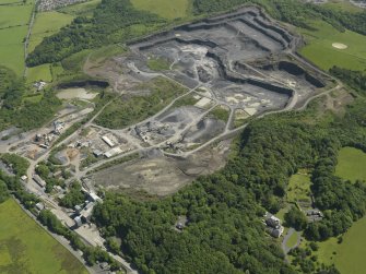 Oblique aerial view of Hillhouse Whinstone quarry, taken from the W.