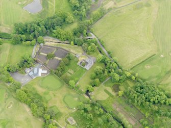 Oblique aerial view of Rowallan Castle and gardens, taken from the W.
