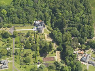 General oblique aerial view of Kelburn Castle and policies, taken from the W.