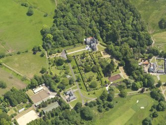 General oblique aerial view of Kelburn Castle and policies, taken from the W.