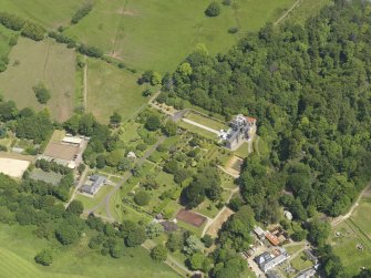 General oblique aerial view of Kelburn Castle and policies, taken from the SW.