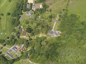 General oblique aerial view of Kelburn Castle and policies, taken from the SSE.