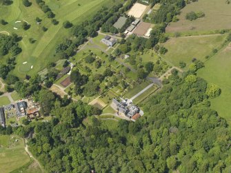 General oblique aerial view of Kelburn Castle and policies, taken from the SE.