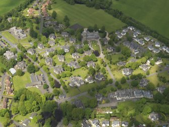 General oblique aerial view of Quarriers Village and Mount Zion Church, taken from the SSE.