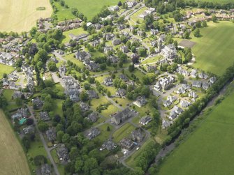 General oblique aerial view of Quarriers Village and Mount Zion Church, taken from the ENE.