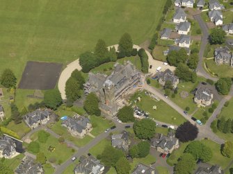 Oblique aerial view of Mount Zion Church, taken from the SSW.