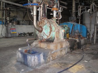 Interior. Building 2. Stock Preparation House, first floor showing No.4 Stock Refiner.