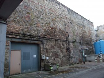 West Yard Central. Original distillery wall remains looking W. Rear wall of former Bleach Plant and earlier distillery building