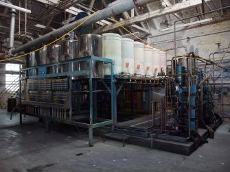 Interior. Building 2, Stock Preparation House, first floor, dye tanks.