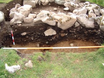 NE facing section of NE trial trench, Trench 14 (Scales = 2m & 0.5m)