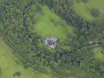 Oblique aerial view centred on the country house (castle), taken from the SW.