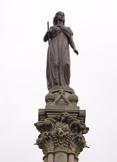 Detail of statue (Ellen Douglas, the Lady of the Lake) as restored atop the Stewart Memorial Fountain, Kelvingrove Park, Glasgow