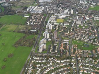 general oblique aerial view centred on Muirhouse, taken from the W.