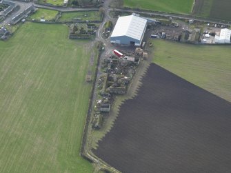Oblique aerial view centred on the domestic site, taken from the