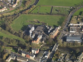 Oblique aerial view centred on the mills, taken from the WSW.