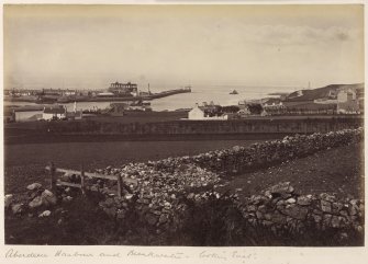 View looking East.
Titled: 'Aberdeen Harbour and breakwater - looking East'
