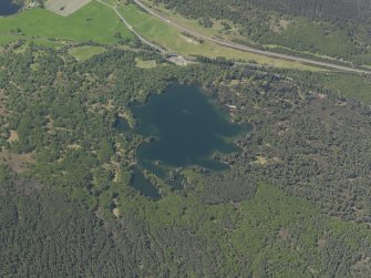 Oblique aerial view of Loch Vaa and the remains of the crannog, taken from the E.