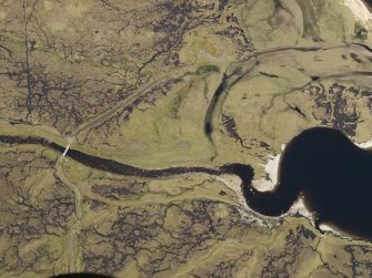 Oblique aerial view of the site of Cabuie Lodge and township, taken from the SSW.