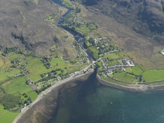 General oblique aerial view of Poolewe, taken from the NNW.