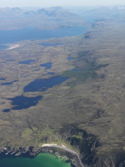 General oblique aerial view of Loch an Draing (in foreground) and Loch Ewe, taken from NW.